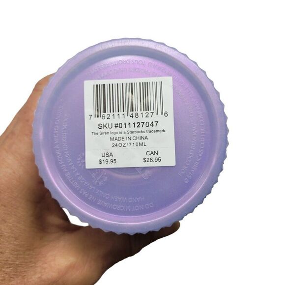 Starbucks 2021 Holiday Icy Lilac Bling Studded Cold Cup Tumbler 24oz Pastel - Picture 8 of 8
